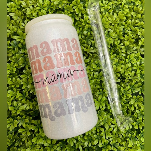 Hand Crafted Other - MAMA pearl shimmer glass cup